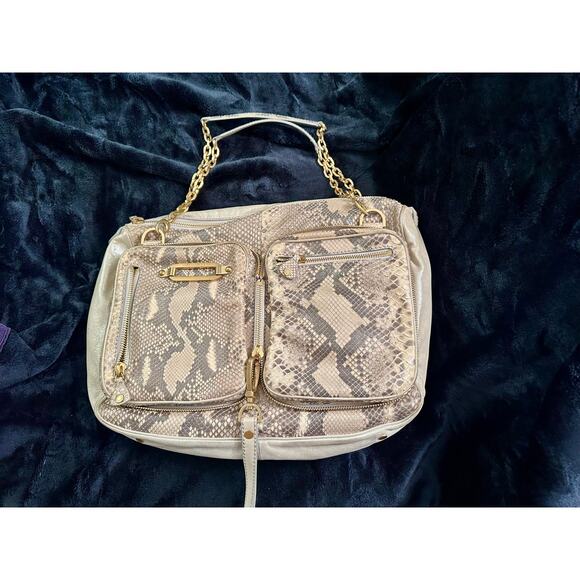 VINTAGE ONE OF A KIND JIMMY CHOO LARGE PYTHON & LEATHER BAG -TONS OF POCKETS! - Picture 1 of 13